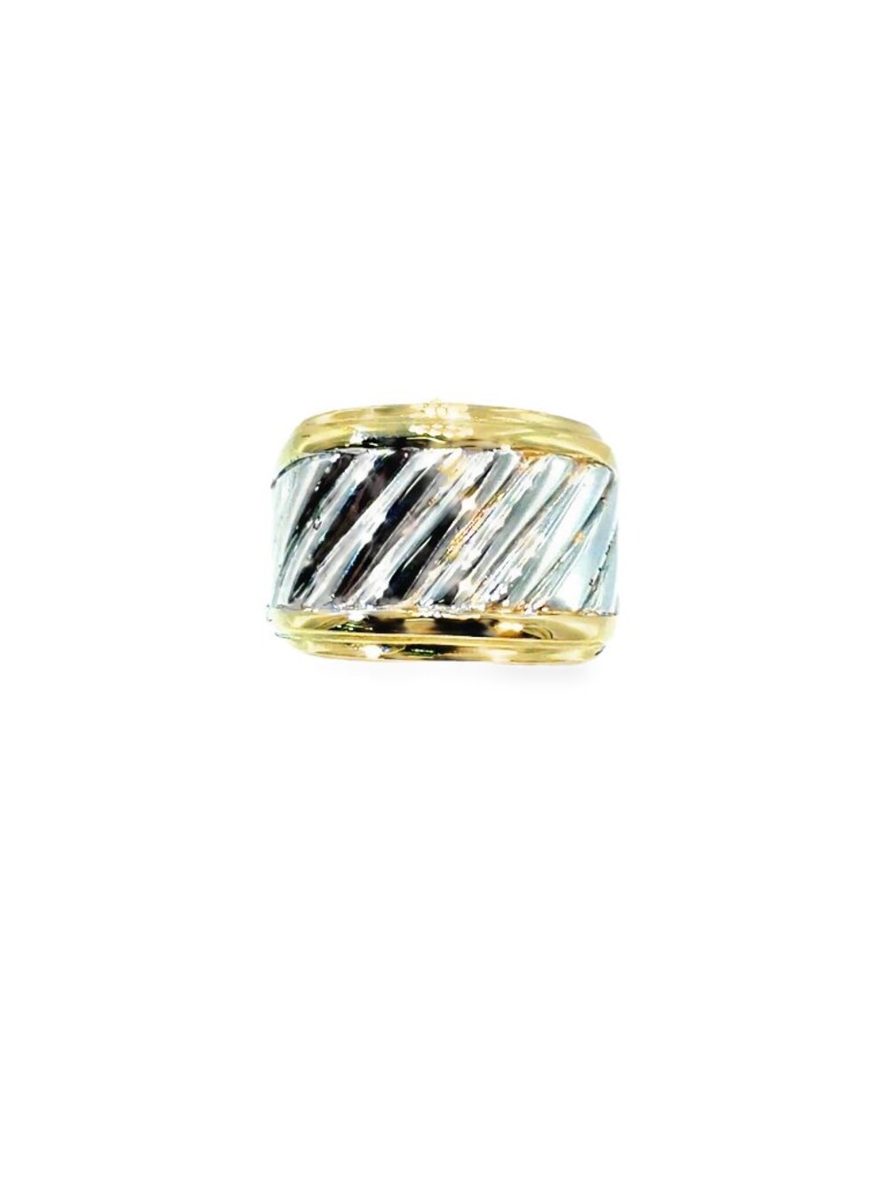 Silver and 14kt yellow gold ring